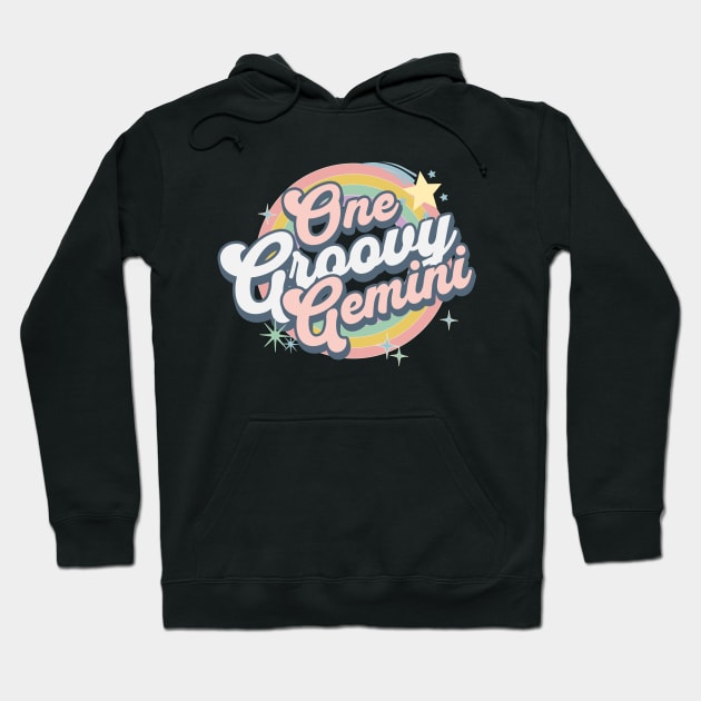 One Groovy Gemini Cute Retro Design in Pastel Colors Hoodie by EndlessDoodles